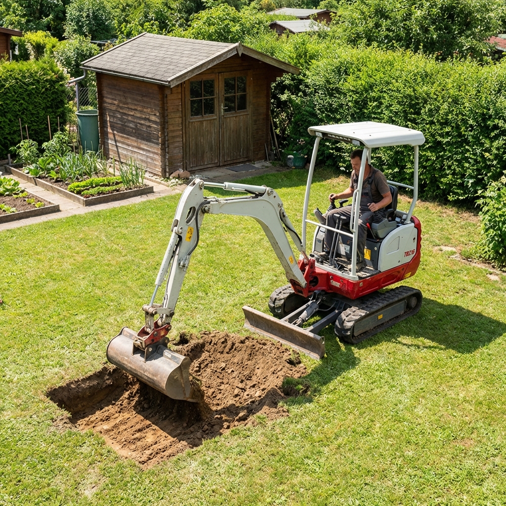 Kleinbaggerarbeiten im Kleingartenverein Neu-Nachreihen