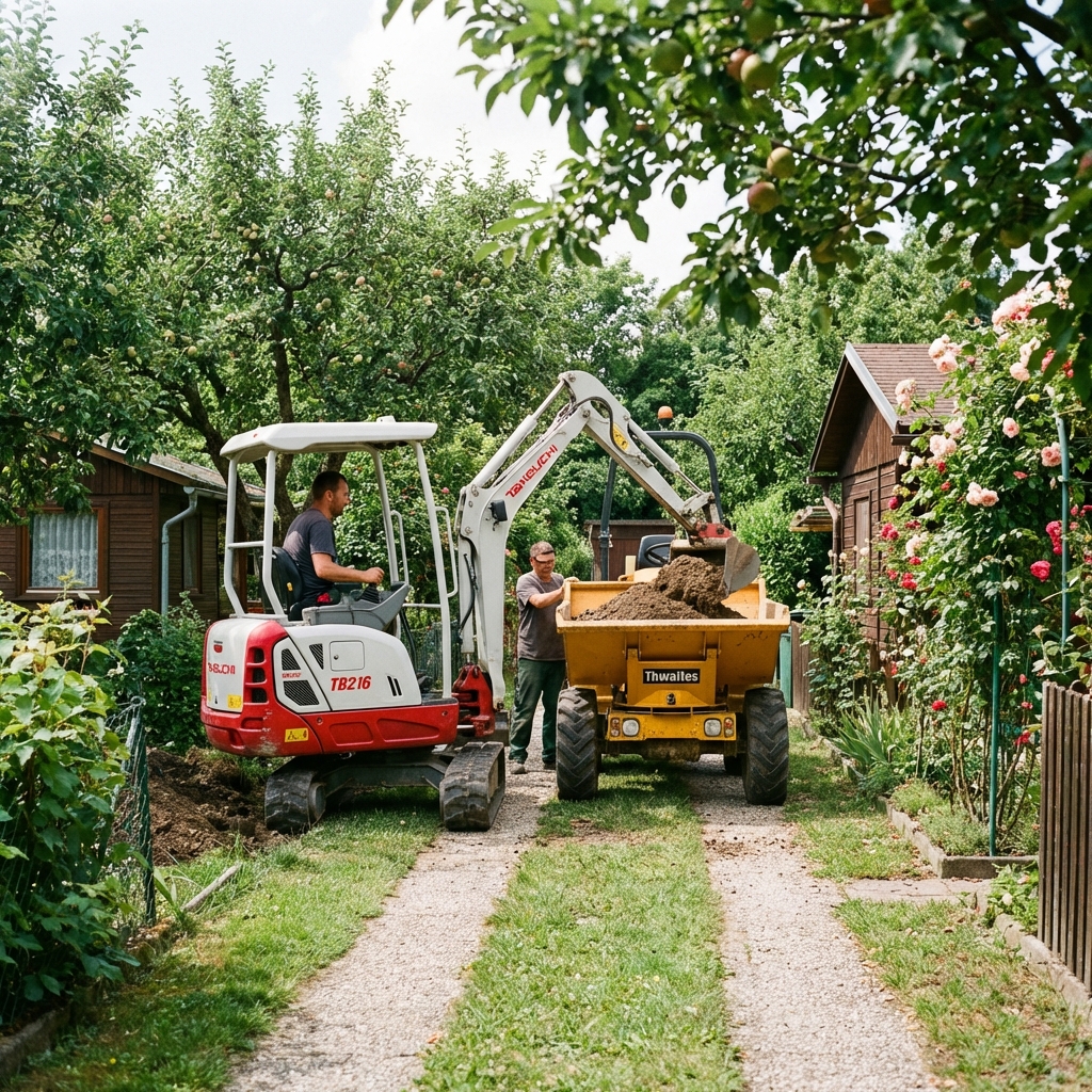 Kleinbaggerarbeiten im Kleingartenverein Alsrückenweg