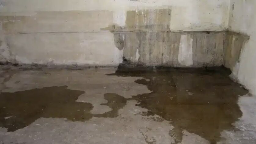 Wasser im Keller an einer feuchten Wand