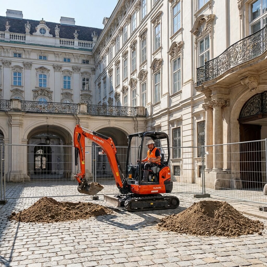 Baggerarbeiten in Wien Innere Stadt