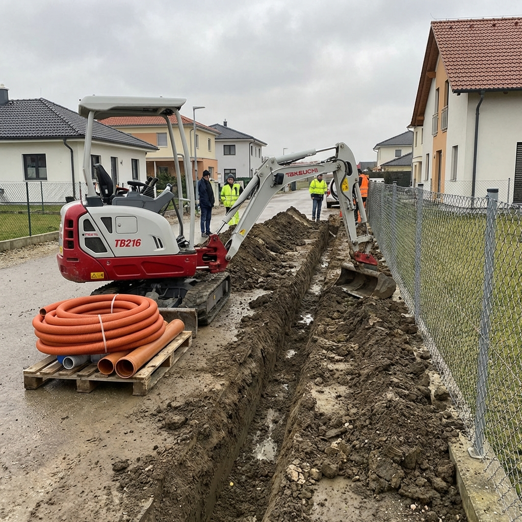 Künette und Leitungsgraben in Aigen