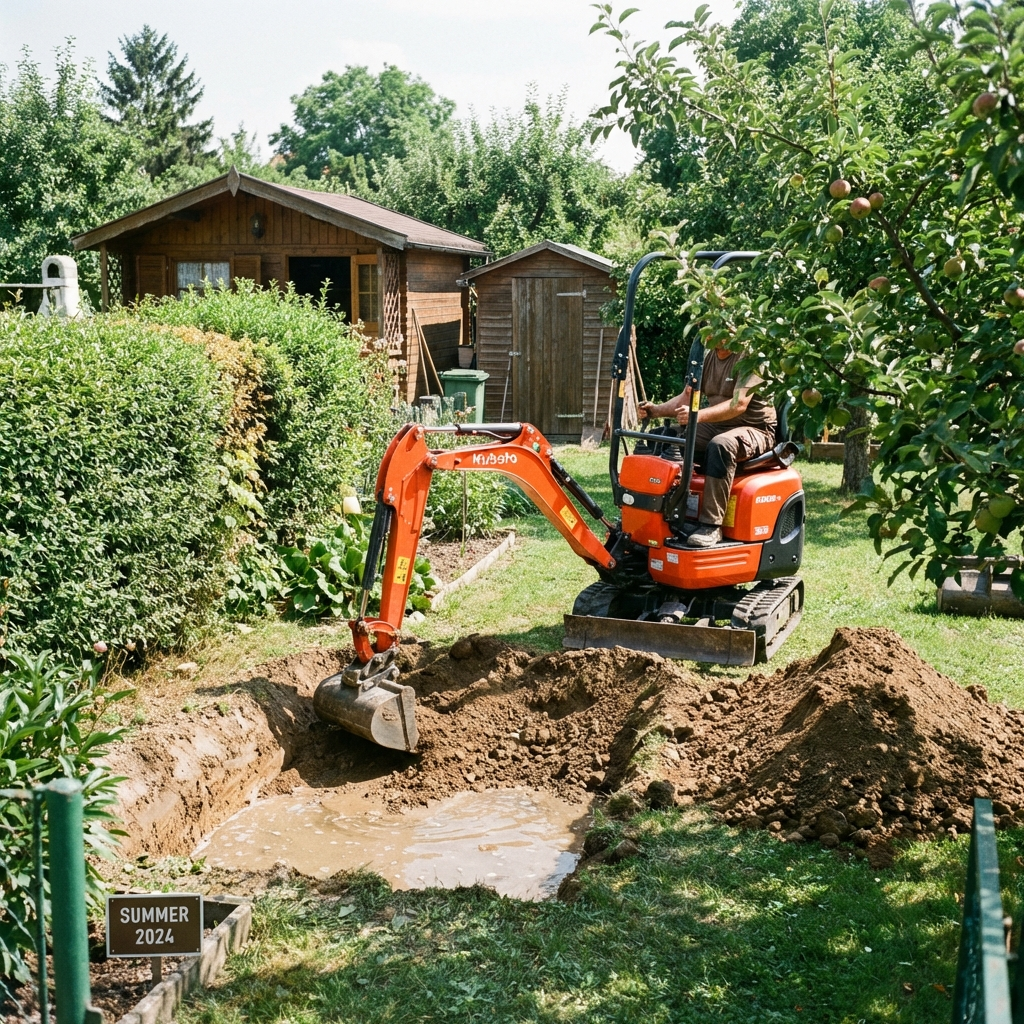 Baggerarbeiten im KGV Gartenfreunde Flötzersteig